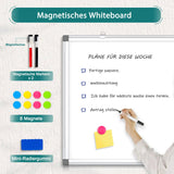 1 x RAW Customer Returns QUEENLINK Magnetic Whiteboard, Erasable Whiteboard 50x70cm Erasable Whiteboard with Aluminum Frame, with Pen Tray and Hooks - RRP €35.28