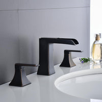 1 x RAW Customer Returns Faucet Bathroom Black 3 Hole Bathroom Faucet Waterfall Waterfall Washbasin Faucet Mixer Tap with 2 Handles - RRP €79.66