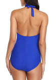 1 x RAW Customer Returns EastElegant Maternity Swimwear One Piece V-Neck Pregnancy Swimsuits Halter Bikini Maternity, Blue, L - RRP €59.99