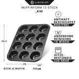 1 x RAW Customer Returns LINFELDT Muffin pan 12-pack, non-stick coated - 7cm wide muffin baking pan - cupcake pan, muffin tray 12-pack - muffin tray large muffin - muffin baking pan - 34.5 x 26 x 3.5 cm - RRP €12.99