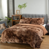 1 x RAW Customer Returns Michorinee Plush Bed Linen 135x200 Winter Fluffy Warm Duvet Cover Fleece Fluffy Long Hair Faux Fur Tie Dye Printed Taupe Plush Bedding Set with Zipper - 135 x 200 cm 80 x 80 cm - RRP €40.33