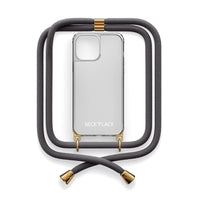 1 x RAW Customer Returns NECKLACY - The premium mobile phone chain for Apple iPhone 15 in Stormy Gray Transparent mobile phone case with high-quality removable cord for hanging around your neck - smartphone crossbody - RRP €26.11