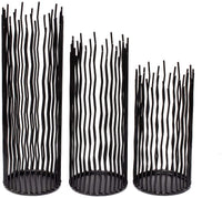 1 x RAW Customer Returns Candle Holder Set of 3 Black Metal Iron Pillar Candle Holders Modern Indoor and Outdoor Candle Holders for Table Centerpiece Fireplace Mantel Decoration, Home, Party, Wedding, Events Decor - RRP €28.14