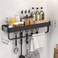 1 x RAW Customer Returns CZKDTT spice rack without drilling set of 2, kitchen shelf wall, hanging spice rack with 5 removable hooks, kitchen utensil holder, kitchen organizer, spice holder, spice rack, 40 cm black - RRP €28.22