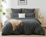 1 x RAW Customer Returns WAVVE bed linen 140x200 with pillowcase 65x65 anthracite - duvet cover 140 x 200 with pillowcase 65x65 cm, bed linen set microfiber 140x200cm soft, grey - RRP €24.99