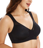 1 x RAW Customer Returns Lemorosy Comfort Bra Without Underwire Not Padded Front Back Minimizer Black, 80E  - RRP €24.0