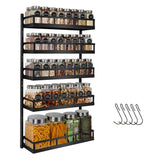 1 x RAW Customer Returns X-cosrack spice rack wall shelf 5 levels height adjustable spice rack for kitchen cabinet door, hanging shelf with hooks, black - RRP €59.99