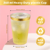 2 x RAW Customer Returns Hejo 60 pieces plastic cups, 360 ml plastic cups, reusable party cups, drinking cups, wine glasses with gold rim for cocktail, champagne, beer, drink, dessert gold  - RRP €49.96