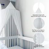 1 x RAW Customer Returns Lace border canopy bed canopy mosquito net made of lace, insect protection children princess play tents decoration for the children s room mer, height 250cm, color white - RRP €43.99