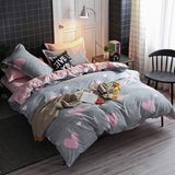 1 x RAW Customer Returns Lanqinglv Grey Pink Bed Linen 135x200cm 2 Pieces with Heart Pattern Children Girls Microfiber Reversible Bedding Set Duvet Cover with Zipper and Pillowcase 80x80cm - RRP €26.11