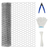 1 x RAW Customer Returns 40cm x 5m Chicken Wire Galvanized Hexagon Florist Chicken Garden Fencing Poultry Netting with Cutting Pliers and 50pcs Cable Ties - RRP €21.6