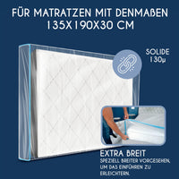 1 x RAW Customer Returns Dreamzie Mattress Cover 135x190 cm Thickness 30 cm - Moving mattress cover with zipper - Moving Pack, Mattress Protector, Storage, Removals - Waterproof and Resistant - RRP €20.99