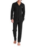 1 x RAW Customer Returns DAVID ARCHY Men s Cotton Pajamas Sleepwear Long Sleeve Shirt and Lounge Pants with Button Placket Pockets and Ribbon Pack of 1, Black, XL - RRP €46.99