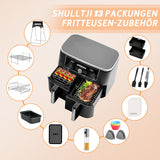 1 x RAW Customer Returns Air Fryer Accessories for Ninja Foodi AF400EU, AF300EU, Emerio, Princess, Innsky, COSORI, Tower 7.6L 8L 9L 9.5L Dual Zone Air Fryer, Silicone Inserts Grill Racks Baking Pans etc, Black - RRP €37.49