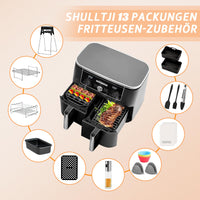 1 x RAW Customer Returns Air Fryer Accessories for Ninja Foodi AF400EU, AF300EU, Emerio, Princess, Innsky, COSORI, Tower 7.6L 8L 9L 9.5L Dual Zone Air Fryer, Silicone Inserts Grill Racks Baking Pans etc, Black - RRP €37.99