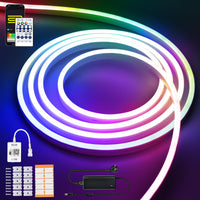 1 x RAW Customer Returns INDARUN Neon Led Strip 3m, RGBIC Neon LED Strip 3m Waterproof IP67, WiFi LED Strip 12V 5A 3m 96 LED Meter with Remote Control, Compatible with Alexa, for Home, Party, Room Decoration - RRP €35.99