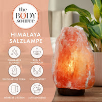 1 x RAW Customer Returns The Body Source Himalayan salt lamp 3-5 kg with dimmer switch light from the Salt Range Pakistan on a wooden stand - night light including 2x 15W bulbs and gift box - RRP €33.99