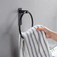 1 x RAW Customer Returns ZUNTO Towel Ring Black Towel Holder Ring Without Drilling Towel Rail for Kitchen and Bathroom, Self-Adhesive Stainless Steel - RRP €14.11