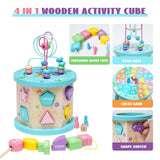 4 x Brand New HOMCENT Wooden Activity Cube for Children, 6 in 1 Montessori Educational Wooden Toy for Toddlers, First Birthday Gift for Young Girls Ages 3  - RRP €76.8