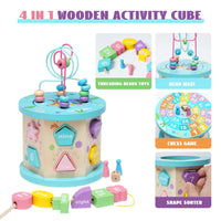 2 x Brand New HOMCENT Wooden Activity Cube for Children, 6 in 1 Montessori Educational Wooden Toy for Toddlers, First Birthday Gift for Young Girls Ages 3  - RRP €38.4