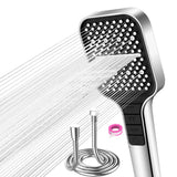 1 x RAW Customer Returns VEHHE shower head with hose 1.5M, 7 jet types shower head water saving, shower head rain shower with stop button and self-cleaning silicone nozzle, one-hand setting large shower head pressure increasing - RRP €21.84