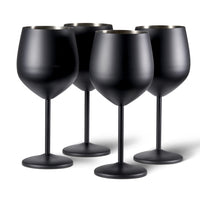 1 x RAW Customer Returns Oak Steel - 4 elegant large wine glasses in matt black, 550ml - unbreakable glass gift set for home bar, wedding, anniversary, birthday party - RRP €39.99