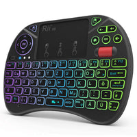 1 x RAW Customer Returns Rii Mini Keyboard with Touchpad, Smart TV Keyboard, 2.4 GHz Wireless Keyboard with 8 Color Backlight and Scroll Wheel German, Black - RRP €16.33