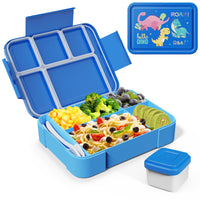 1 x RAW Customer Returns SWOMTEE lunch box for children with compartments, 1330 ml lunch box with dinosaur pattern, 100 BPA free, leak-proof for lunch box and snack box blue  - RRP €13.09