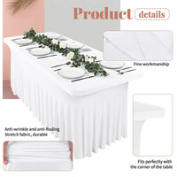 1 x RAW Customer Returns Packs Spandex Table Skirts 72 x 30 Stretch Tablecloth for Rectangular Tables Wrinkle Resistant Tablecloth with Skirt Spandex Tablecloth Table Skirt for Wedding Banquet Trade Shows White - RRP €56.18