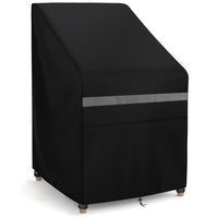 1 x RAW Customer Returns Dokon Garden Chair Cover with Ventilation Grilles, Waterproof, Windproof, UV Resistant, Heavy Duty, 600D Oxford Fabric, Stackable 65 x 65 x 80 120 cm - Black - RRP €21.17