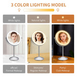 1 x RAW Customer Returns Rechargeable cosmetic mirror with lighting, double-sided make-up mirror with 1X 10X magnification, 3 colors lighting, 360 rotation touch dimmable makeup mirror for facial care shaving - RRP €42.64