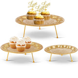 1 x RAW Customer Returns JUJOYBD Cupcake Stand Gold Set of 3, Metal Cake Stand Round Miffin Cake Stand Cake Plate with Base Vintage Etagere Table Decoration for Wedding Birthday Party Baby Shower - RRP €30.24