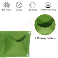 1 x Brand New sourcing map Vertical Hanging Grow Bag with 4 Pouches Wall Mounted Felt Fabric Flower Pot Bag Plants Container for Garden Home Decoration Green - RRP €17.04