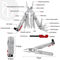 1 x RAW Customer Returns BIBURY Multitool Pliers, Stainless Steel Multipurpose Knife with Flint Window Breaker Scissors, Portable Folding Pliers for Outdoor Survival, Camping, Repair - RRP €40.32