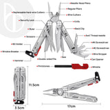 1 x RAW Customer Returns BIBURY Multitool Pliers, Stainless Steel Multipurpose Knife with Flint Window Breaker Scissors, Portable Folding Pliers for Outdoor Survival, Camping, Repair - RRP €40.32