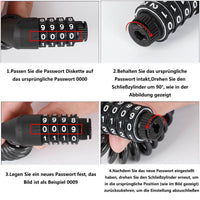 1 x RAW Customer Returns SHULLIN cable locks bicycle lock 100cm 10mm cable lock with high security level 4-digit number code combination lock for bicycle tricycle scooter motorcycle black  - RRP €10.07