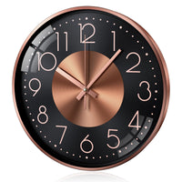 1 x RAW Customer Returns HOSTON 12 Inch Silent Non Ticking Wall Clock Modern Wall Decor Round Aluminum Clock for Living Room Kitchen Office 12 Inch Rose Gold Number  - RRP €22.8