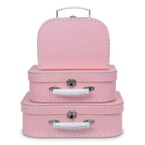 1 x RAW Customer Returns Jewelkeeper - Decorative Cardboard Suitcases, Set of 3 - Toy Chest for Birthdays, Weddings, Christmas, Nursery, Office Decor, Display Cases and Photos - Soft Baby Pink Design - RRP €39.99