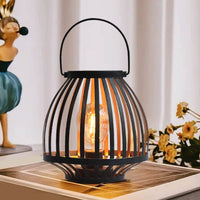 1 x RAW Customer Returns MJ PREMIER table lamp, black metal table lamp, battery operated, cage style, wireless table lamp, battery table lamp for bedroom, living room, table, entrance, garden, outdoor - RRP €28.22