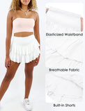 1 x Brand New FEOYA Women s Short Skirts High Waist Layer Ruffle Hem Mini Skirt Flowy Beach Short A-line Skirt White L - RRP €27.6