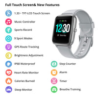 1 x RAW Customer Returns Smartwatch, fitness tracker watch 1.3 HD full touch screen, women s men s watch for Android IOS, IP68 fitness watch with heart rate monitor, sleep monitor, stopwatch, music control, sports watch, activity tracker - RRP €40.33