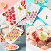 1 x RAW Customer Returns Round Ice Cube Tray with Lid, Ice Ball Mold for Freezer with Container, Mini Circle Ice Cube Mold, 66pcs Balls Ice Cooling Cocktail Coffee 2 White Trays, 1 Ice Bucket and Scoop  - RRP €24.24