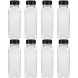 3 x Brand New Mobestech 8 Empty Plastic Juice Bottles with Caps 300ML Reusable Water Bottles Clear Drink Containers with Black Lids for Juice Drinks and Others - RRP €57.6