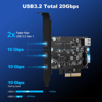 1 x RAW Customer Returns USB C PCIe expansion card 5 ports, PCIe 4X to USB 3.2 gen2 10 Gpbs with 3 USB C 2 internal ports 1x USB A, 1x USB Type EA Key 20 Pin PCI-E to USB Express Card for Desktop PC - RRP €40.99