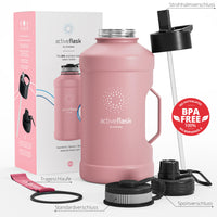 1 x RAW Customer Returns BeMaxx drinking bottle stainless steel ACTIVE FLASK straw 3 lids Large 2.2 liter sports bottle BPA-free leak-proof suitable for carbonated drinks, 2l XL water bottle sports outdoor fitness water bottle - RRP €34.99