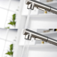 1 x RAW Customer Returns KINSE kitchen faucet with pull-out shower, stainless steel kitchen sink faucet, 2 jet types, 360 swivel, brushed stainless steel - RRP €51.31