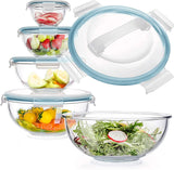 1 x RAW Customer Returns Luvan glass bowl with lid, 5 piece glass bowl set 0.18L, 0.5L, 1.0L, 2.0L, 3.5L , glass salad mixing bowl, round, BPA-free, for cooking, baking, preparation, storage - RRP €46.74