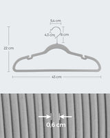 1 x RAW Customer Returns SONGMICS Velvet Coat Hangers 30 Pieces, Non-Slip, Shoulder Grooves, Trouser Bar, 360 Rotating Hook, Space Saving, 0.6 cm Thick, 43 cm Wide, Dove Gray CRF029G30 - RRP €35.84