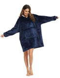 1 x RAW Customer Returns YEPLINS Pullover Hoodie Robe Blanket Hoodie Blanket Flannel Hoodie Blue  - RRP €25.99