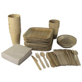 2 x RAW Customer Returns GoBeTree Disposable tableware made from palm leaves 180-piece tableware set for 25 guests, biodegradable plates made from palm leaves, with 30 plates, 25 forks, 25 knives, 25 spoons, 25 cups and 50 napkins - RRP €71.9